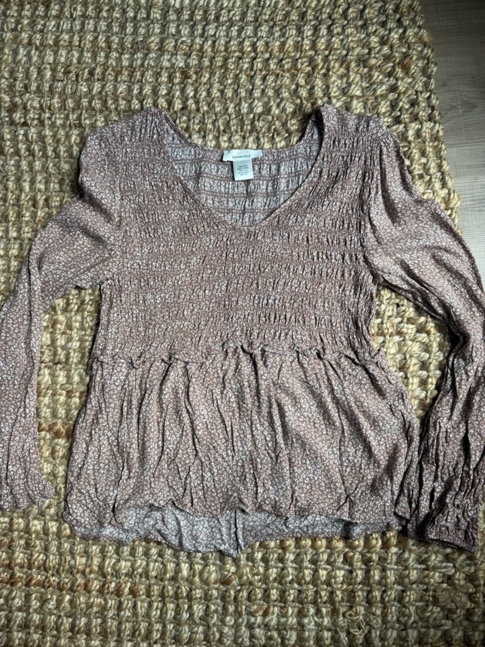 Urban Romantics Smocked Long Sleeve Blouse
